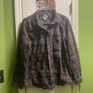 Women’s L.L. Bean relaxed fit grey Stewart flannel shirt